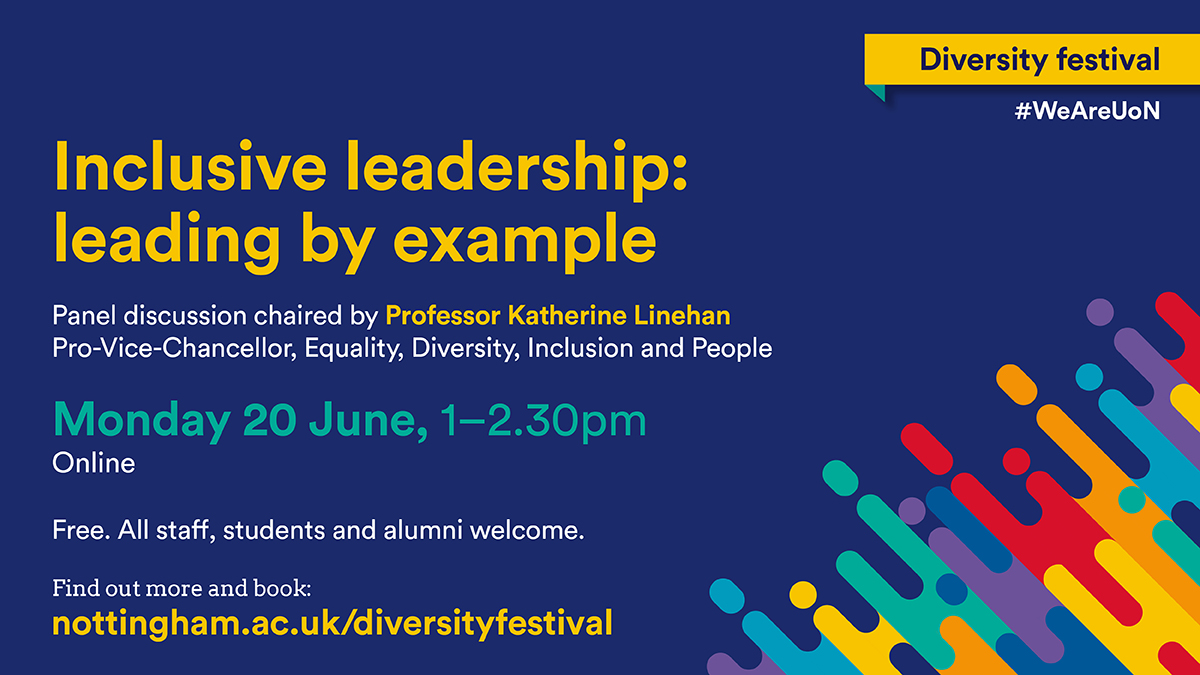 UniofNottingham's tweet photo. 🗓 20 June: Professor Katherine Linehan will chair a discussion about inclusive leadership. 

Find event info at https://t.co/N0ZkAqv2Kh #WeAreUoN https://t.co/C8KKtZnUaL