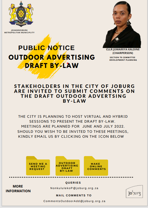 City of Joburg on Twitter "The Draft Outdoor Advertising Bylaw (2021