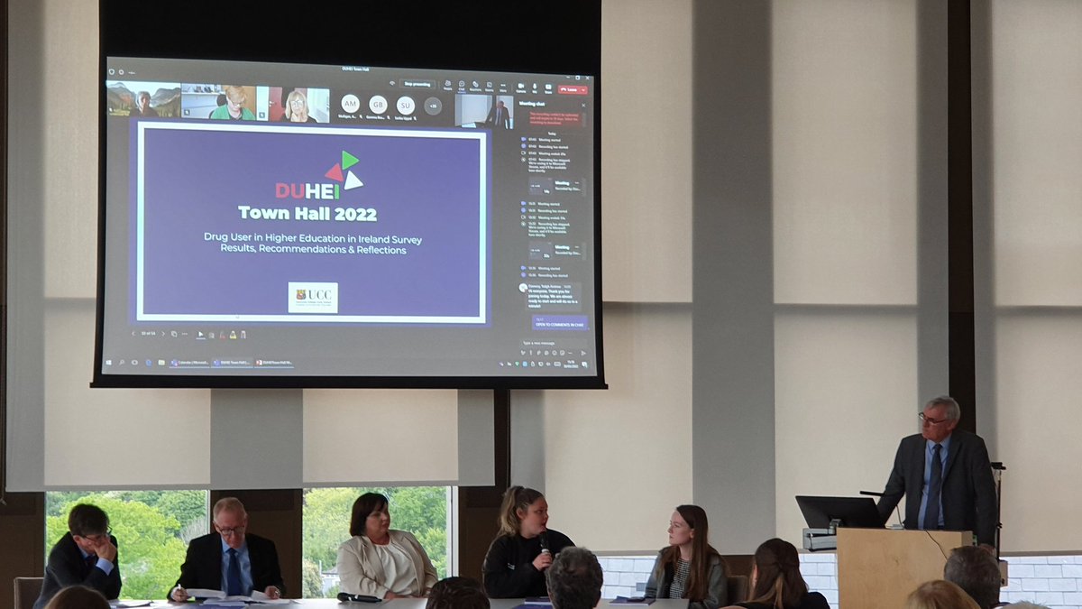 Town-Hall discussion between Prof Eamon Keenan, Minister <a href="/FrankFeighan/">Frank Feighan T.D.</a>, Dr @SamanthaDockray, <a href="/UCCSUWelfare/">Lucrecia Luna Smee (She/They)</a> Caoimhe Walsh, <a href="/UCCSUPresident/">Katie Halpin-Hill</a> Asha Woodhouse, Head of <a href="/UCCstudnthealth/">UCC Student Health</a> Dr Michael Byrne about the significance of this report and future implications of its findings.