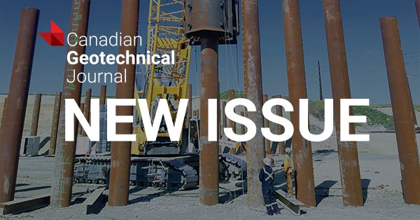CanGeotechJ's tweet photo. Our new issue, packed with more papers this month, is now available!
Needless to say there are a multitude of topics, as well as several #OpenAccess papers that will be of interest — happy reading!
https://t.co/ovoLgJW5Ug #geotechnical #geoenvironmental #geohazard #CanGeotechJ⛏ https://t.co/REtvVjjOxC