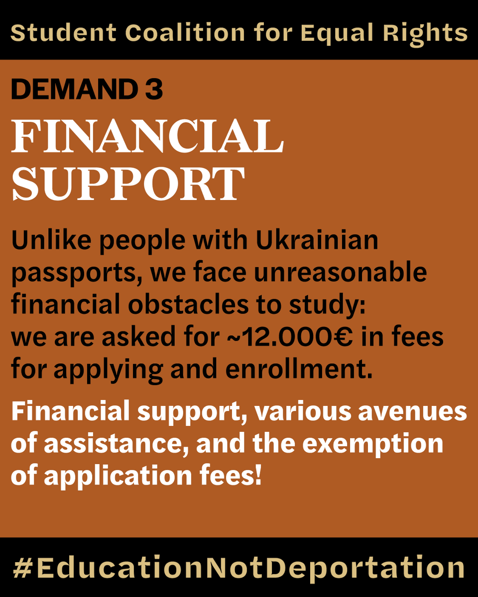 1/2 We are international students who fled Ukraine—who are Black, Indigenous, people of color w/o Ukrainian citizenship. We call on the German govt to address unequal & discriminatory treatment. We demand equality! Our letter & demands: studentcoalitionforequalrights.org