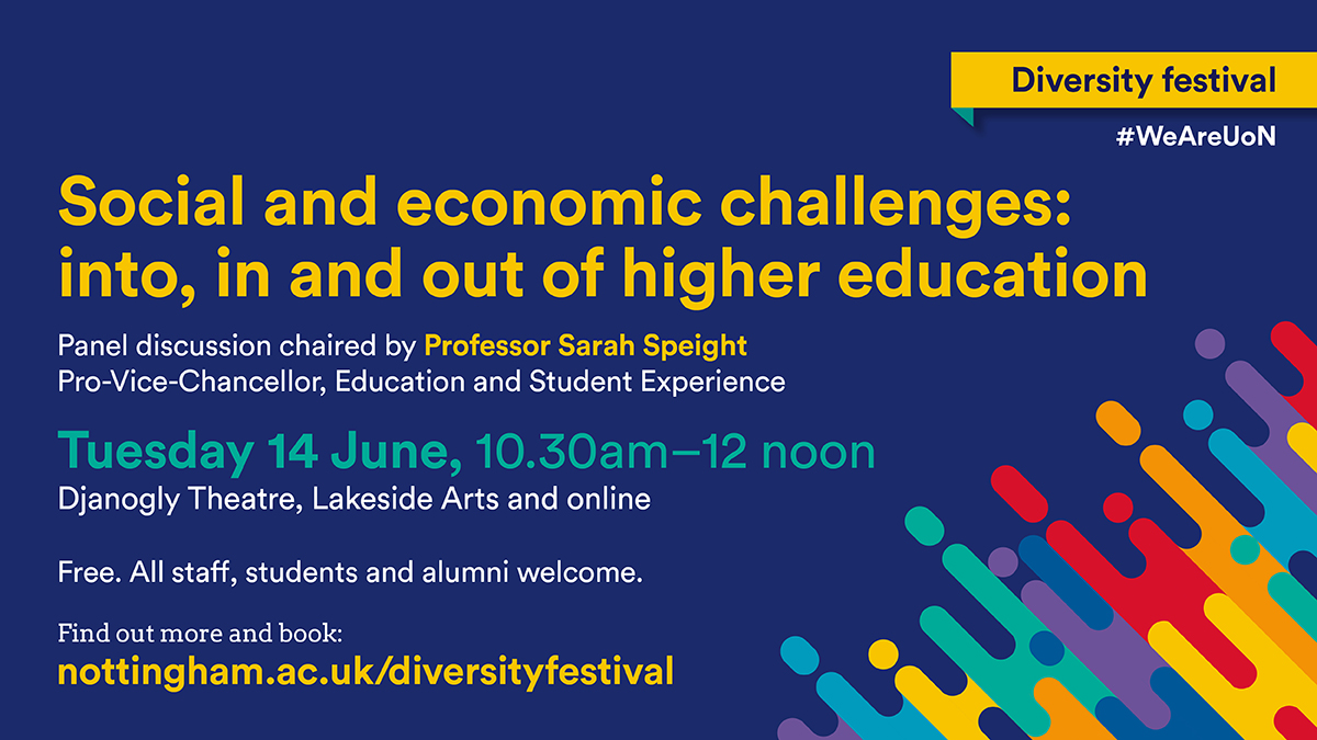 UniofNottingham's tweet photo. 🗓14 June: @SpeightSarah is chairing a panel discussion to explore the social and economic challenges into, in and out of higher education. 

Find event info at https://t.co/N0ZkAqv2Kh #WeAreUoN https://t.co/Q0XznRvaHY