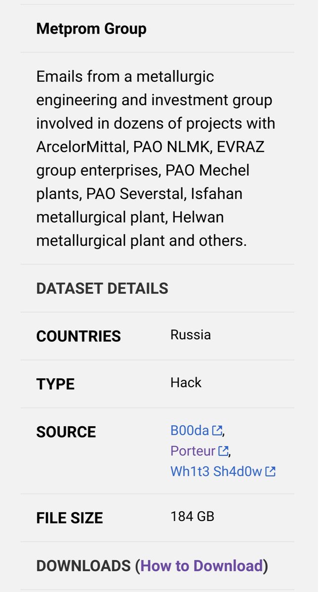 cyber_etc's tweet photo. Russia 🇷🇺 : #Anonymous leaked 184 GB of emails from #MetProm Group, a metallurgic engineering and investment group headquartered in Moscow.
#DDoSecrets #cyberattack #DataBreach #DataLeak #OpRussia #Russia #Ukraine @B00daMooda @DepaixPorteur @wh1t3sh4d0w0x90
Via @NatSecGeek https://t.co/hD1VlPlBKk