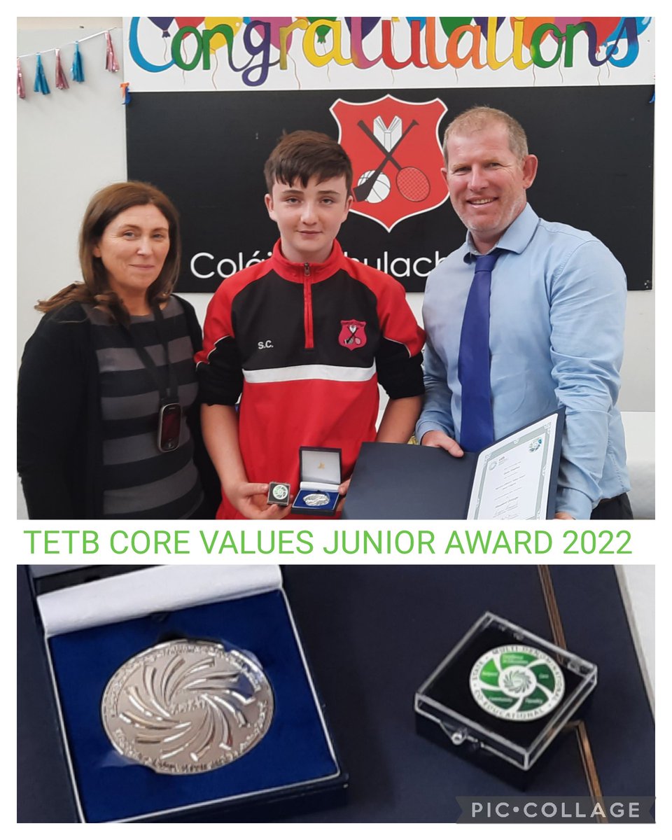 Congratulations to Sam,  Junior Core Vales Award recipient <a href="/NewportCollege/">Newport College</a> <a href="/TipperaryETB/">Tipperary Education and Training Board</a> #etbcorevalues #etbexcellence #etbrespect #etbcare #etbcommunity #etbequality