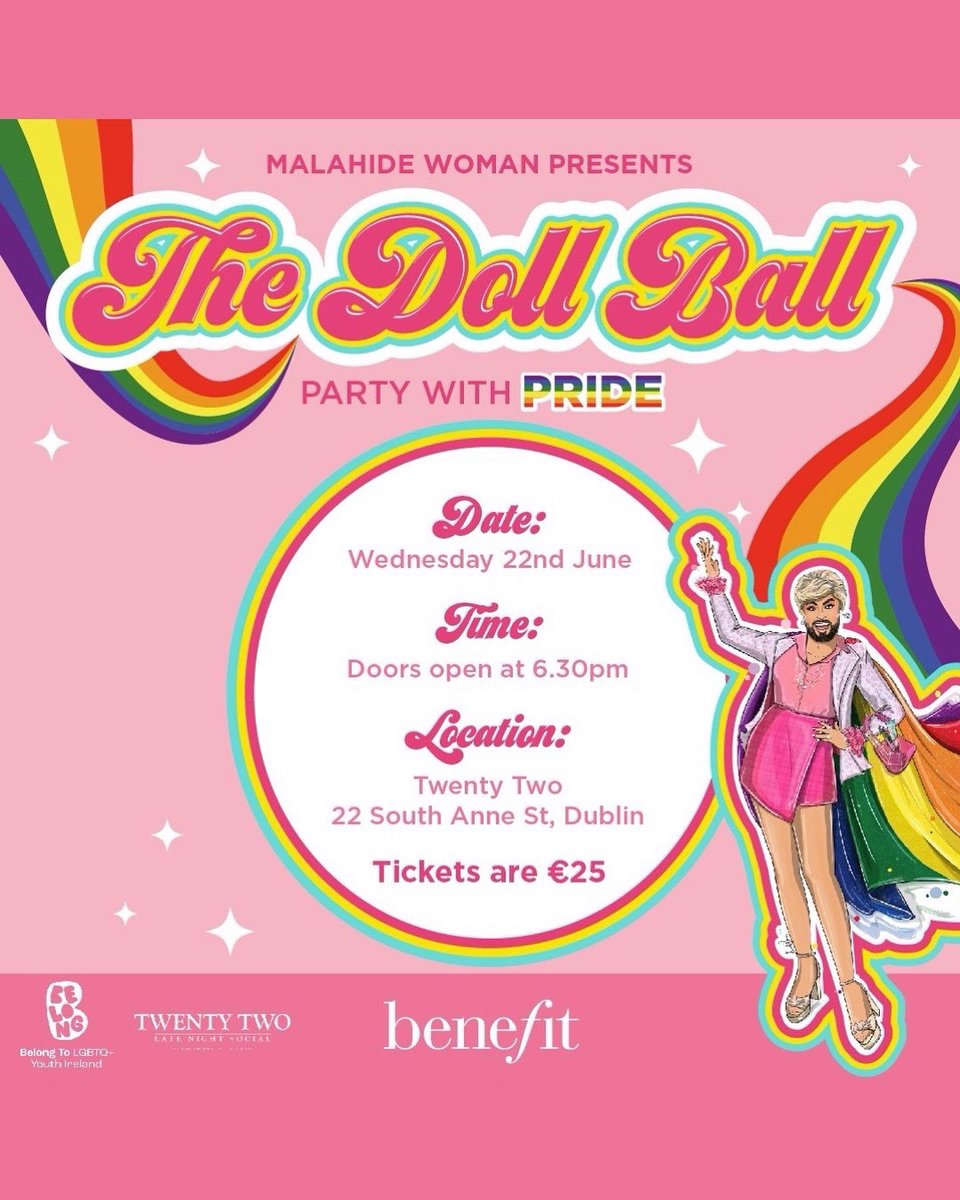 PLEASE RT GALS 🌈 Tickets are now on sale for ‘The Doll Ball’ in aid of @Belong_To 💗 It’s going to be FABULOUS and I can’t feckin’ wait✨ #Pride 

eventbrite.ie/e/the-doll-bal…