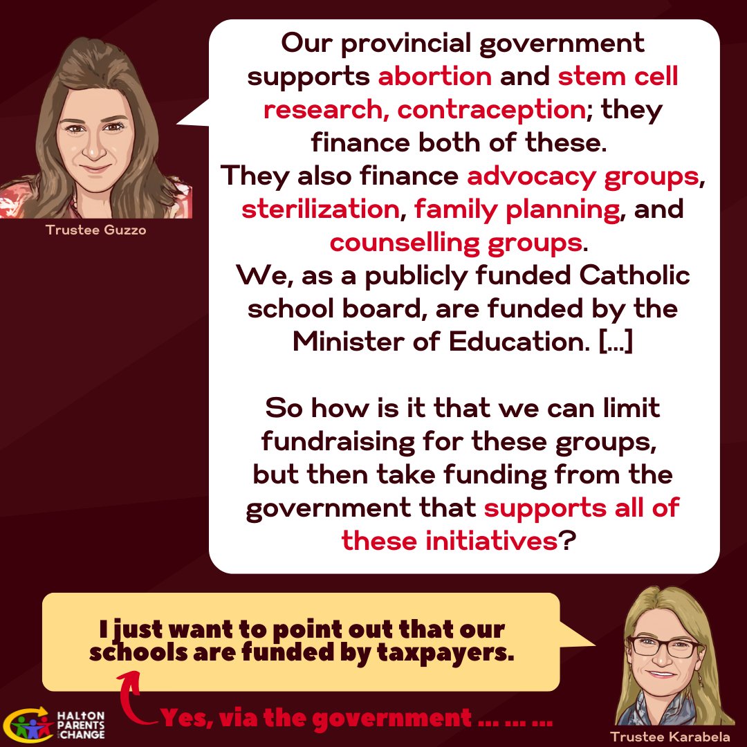 HaltonPFC's tweet photo. A crash course in public education funding in Ontario: 

All Ont Taxpayers (not just Catholics) 💵 ➡️ Ont Govt ➡️ Ministry of Education ➡️ 💵 School Boards (based on enrollment)

Congratulations, you are now more informed than Trustee @HelenaKarabela. #VoteOutTheDinosaurs #OntEd https://t.co/9qhAoWAiay