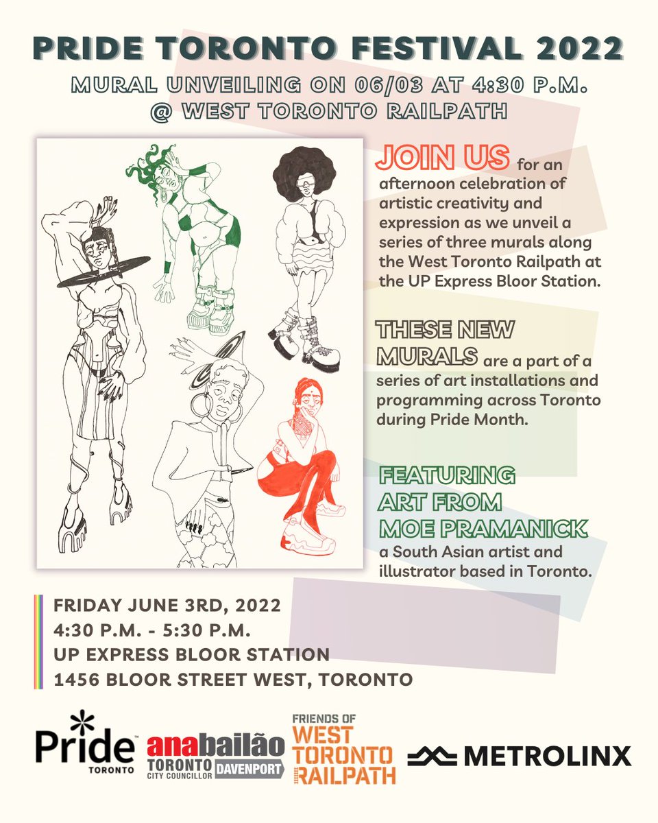 railpath's tweet image. Join us this Friday at 4:30 p.m. for a Pride Toronto  Art Installation unveiling taking place at UP Express Bloor Station! 
#PrideToronto
