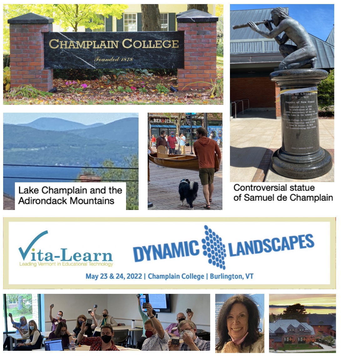 maureenyo's tweet photo. I had a great time at the Dynamic Landscapes conference at Champlain College in Burlington, Vermont.  #vitalearn  I presented a 1 hr session and a 2 1/2 hr workshop to a group of enthusiastic and creative VT educators.  Next: ISTELive22 conference in New Orleans 6/26  #ISTElive https://t.co/VxpAo63wke