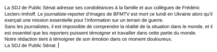 La SDJ de Public Sénat tient à témoigner de son émotion dans ce moment douloureux.