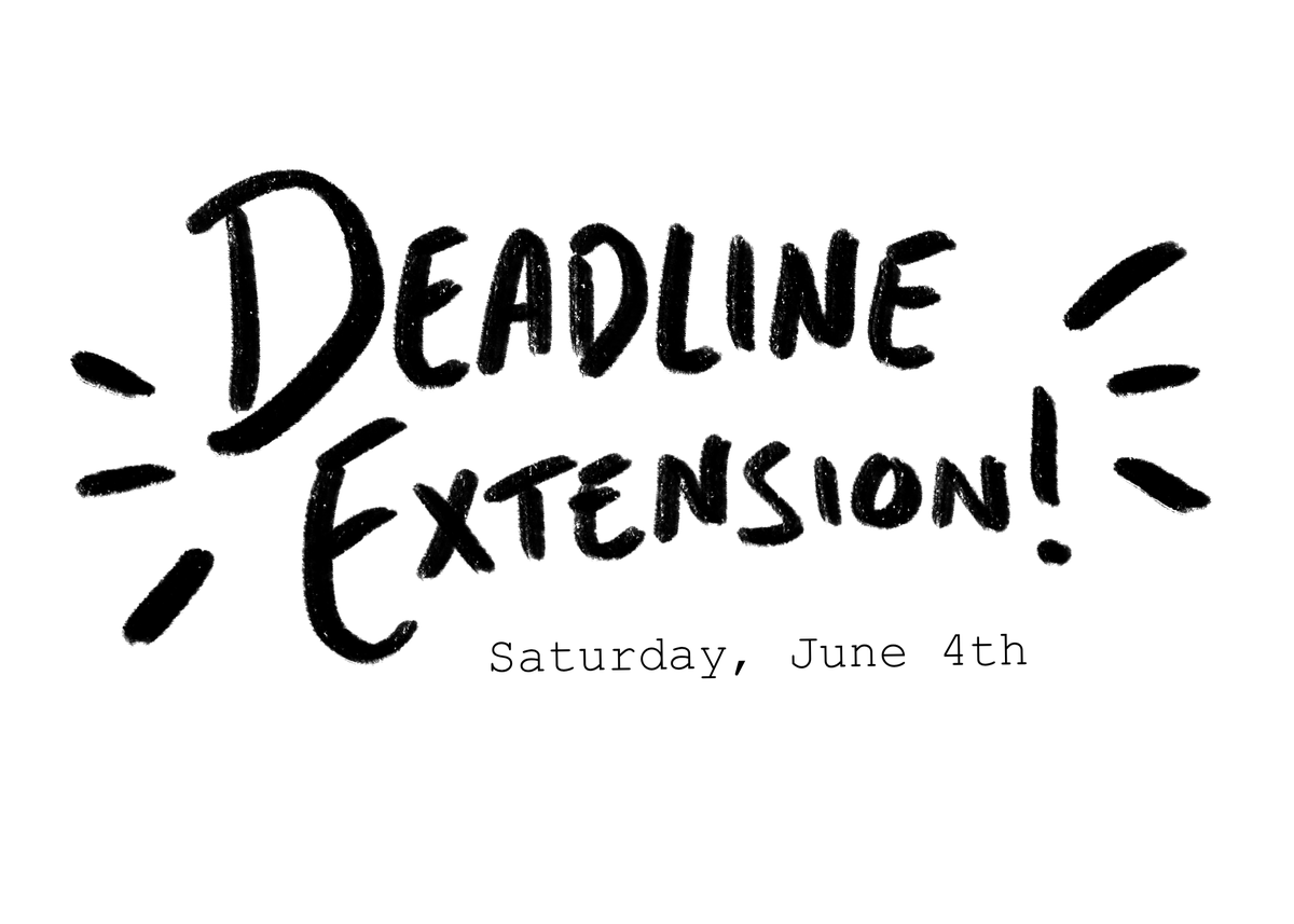 ZineBash's tweet photo. the deadline has been extended for everyone through the end of the week -- saturday, june 4th is the new date!

if that's still not quite enough time for you, please contact me directly. otherwise, you all have a few extra days to finish your zines or put together a new one. https://t.co/7f1djx75mN
