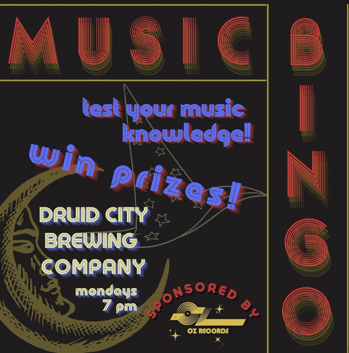 ozrecordsonline's tweet photo. Happy Memorial Day! We’re closed today but we hope to see y’all at music bingo tonight at 7 over @DruidCityBrew with your host @beanpeeples! https://t.co/YvNQMtcdtF