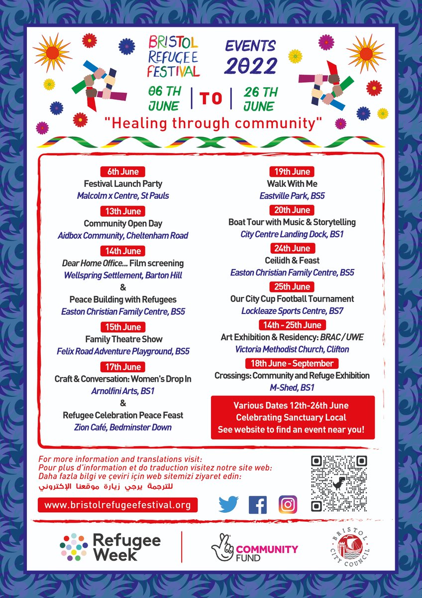 The #BRF2022 programme is here! Join us for a whole host of exciting events celebrating diversity &amp; community across #Bristol this June🥳

Come along to our launch party <a href="/MXCCBristol/">Malcolm X Community Centre</a> on 6 June for music, food &amp; to find out more: tinyurl.com/bdcp8sz2

#healingthroughcommunity