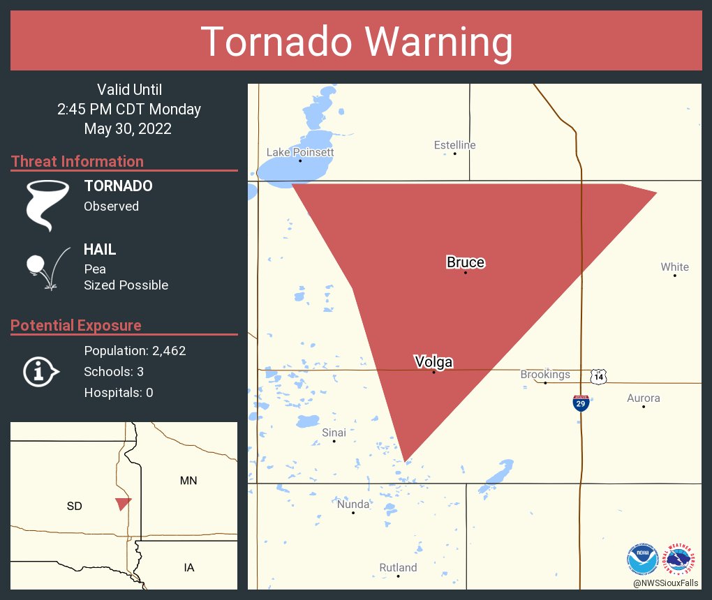 NWS Tornado on Twitter "Tornado Warning continues for Volga SD and