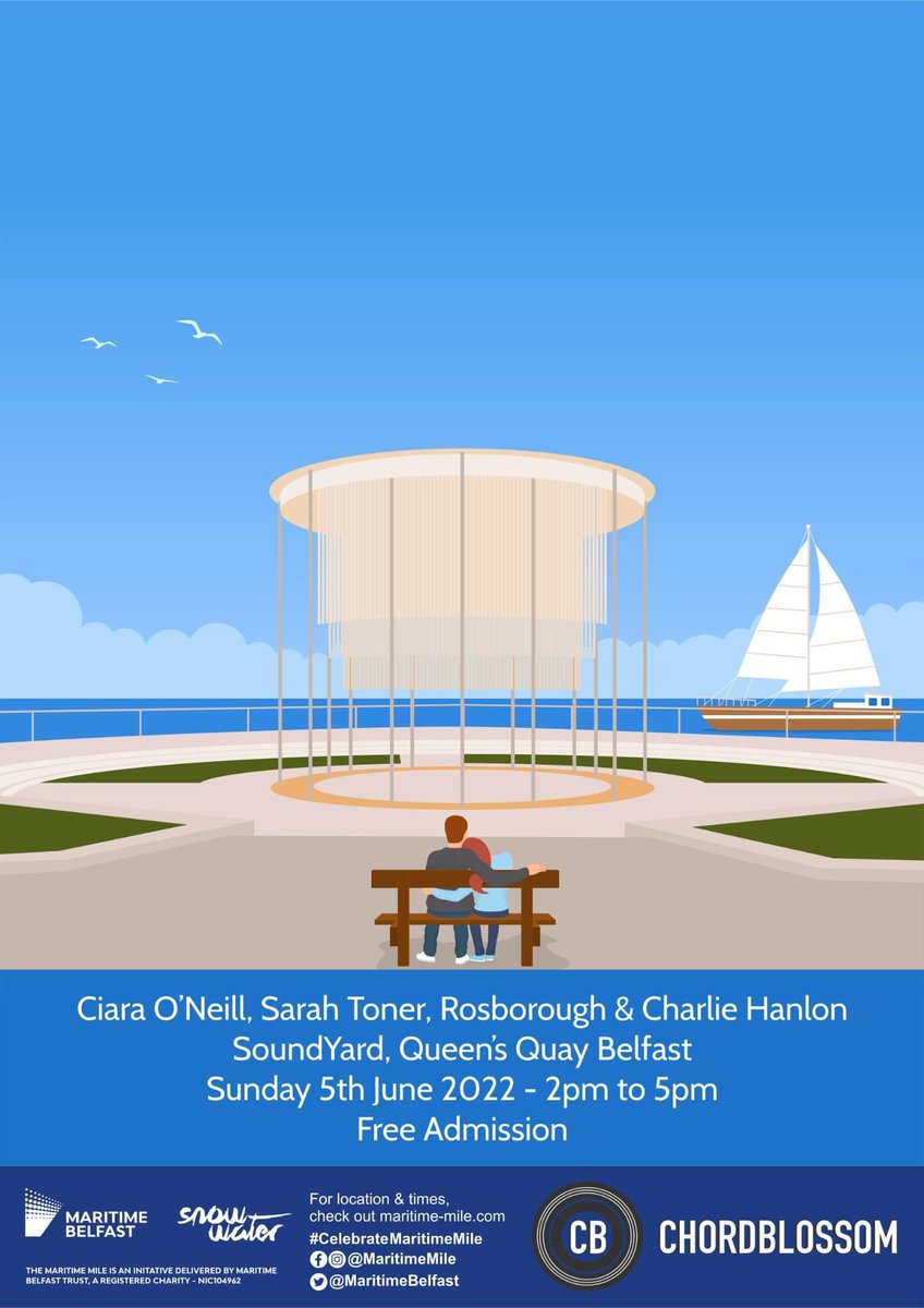 <a href="/Chordblossom/">Chordblossom</a> have been amazing to #SnowWater &amp; NI artists, so we’re thrilled to be able to celebrate their 10th birthday at #maritimemile 🎉 

They’ve curated some of their favourite musicians at #SoundYard
Join us for an afternoon of great music 🌊 🎶 

Sun 5 June: 2-5pm
(free)