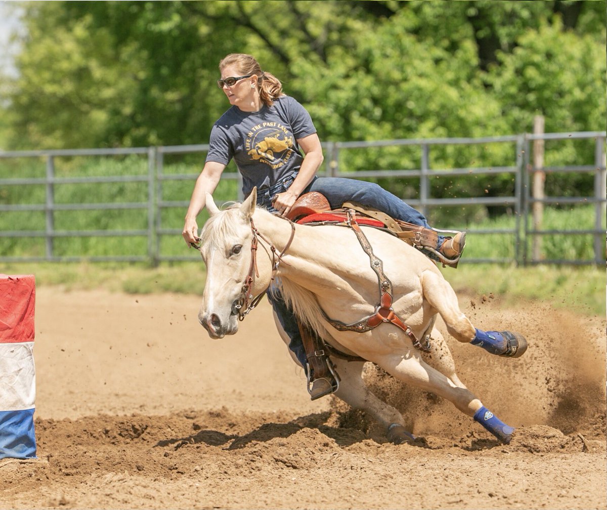 corgicrazytime's tweet photo. Some days you just have to throw on your PMJ shirt and cowgirl up! #represent @PMJofficial @scottbradlee #PMJ @AQHA #barrelracing #chasingcans #lifeinthePastlane #ILoveMyHorse https://t.co/N8YQr5iwyw