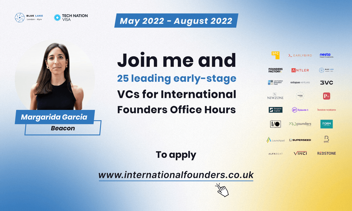 Margarida Garcia (@margaridagsl) on Twitter photo Congrats @GukLyubov and <a href="/DavidVimes/">David Gilgur</a> and thank you for having me!
If you're building something abroad and on your way to the UK, apply to schedule informal 1:1 calls with so many brilliant investors!
internationalfounders.co.uk Congrats @GukLyubov and <a href="/DavidVimes/">David Gilgur</a> and thank you for having me!
If you're building something abroad and on your way to the UK, apply to schedule informal 1:1 calls with so many brilliant investors!
internationalfounders.co.uk