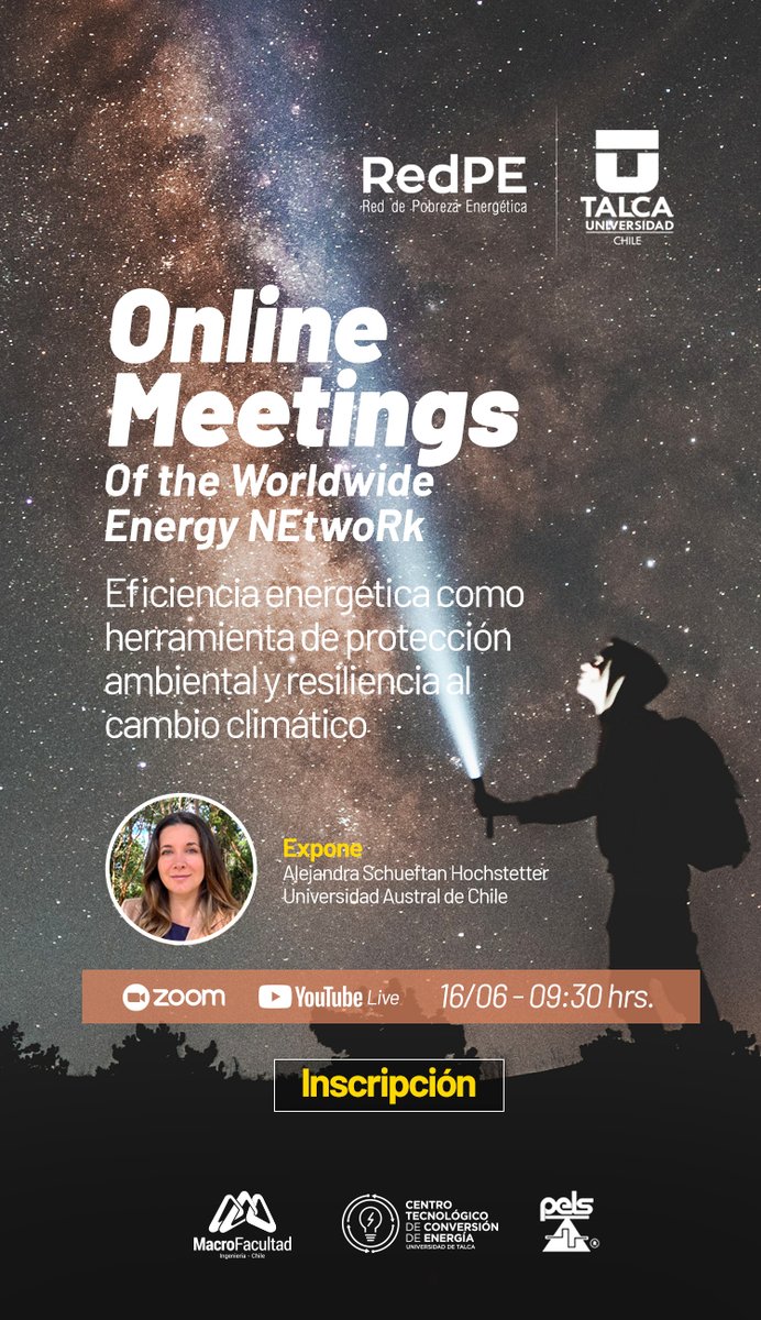 #WENER_2022 ⬇️

Agenda el jueves 16/6, porque continuamos con nuestras sesiones de #Energía y #Sociedad ⚡⚡ Nuestra invitada es <a href="/aleschueftan/">Alejandra Schueftan</a>  , académica de la <a href="/UAustraldeChile/">Universidad Austral de Chile</a> 👍👍 No te lo pierdas!

Inscríbete y participa aquí 👇
forms.gle/tfx2r2aZNeWB4N… 

#MacroFacultad #CTCE