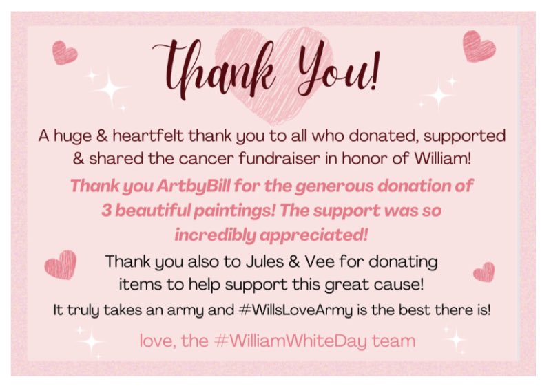 WilliamWhiteDay's tweet photo. Saying thank you doesn’t seem like enough. There aren’t words to express our gratitude. ✨🙌🏼 We are so grateful for everyone’s help and support, and once again, #WillsLoveArmy has shown the world how amazing we are! ❤️⭐️ https://t.co/EzcRr5pAcl
