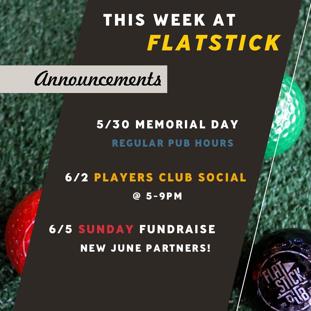 FlatstickPub's tweet image. HAPPY MEMORIAL DAY! 🇺🇸 We honor and recognize all who have served and thank you for your service🫡 
-
It’s the last week of May 😎 Get ready for some weekly events @ Flatstick!🍻
(Full events on IG) 
🏳️‍🌈 NEW JUNE PARTNERS 
#flatstick #flatstickpub #drinklocal #memorialweekend