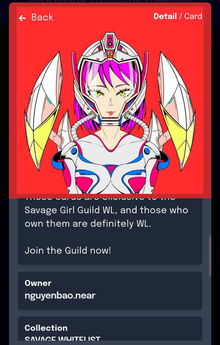 savagegirlguild's tweet photo. Congratulations to nguyenbao.near for securing the 23rd WL spot, We minted to you the SAVAGE GIRL WHITELIST #23 🎉🎉

How to get Savage WL? 
https://t.co/Zv3WMiUF1q

#SAVAGEGG #Nearnft #NFTdrops #NFTdrop https://t.co/uV7X1v2XXp