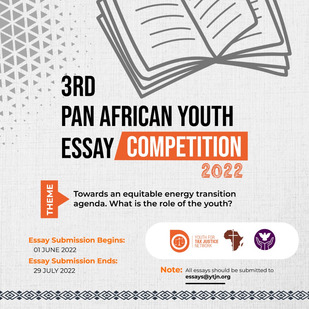📝the 3rd Pan African #YouthEssay Competition 📝 Can you make recommendations for equitable energy transition in Africa? Join the launch on 1st June 2022, click 📲forms.gle/QVz8HTZepaZaWc… A Thread (1/3)