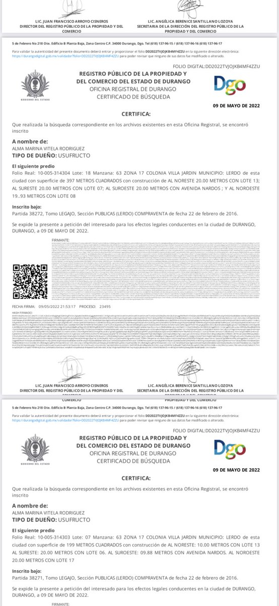 mario_dico50's tweet photo. Mire candidata @MarinaVitela_ tengo los Certificados de búsqueda de sus 25 inmuebles ! Si alguien los quiere se los envío . manden DM o correo. https://t.co/E1seVzTorD
