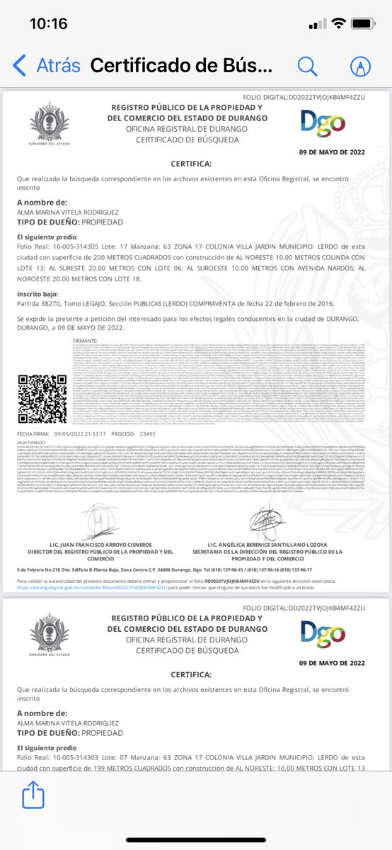 mario_dico50's tweet photo. Mire candidata @MarinaVitela_ tengo los Certificados de búsqueda de sus 25 inmuebles ! Si alguien los quiere se los envío . manden DM o correo. https://t.co/E1seVzTorD