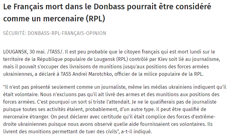 damienallemand's tweet photo. On attendait la réaction russe à la mort du journaliste français Frederic Leclerc-Imhoff. Voilà... https://t.co/Cq536ArSfa