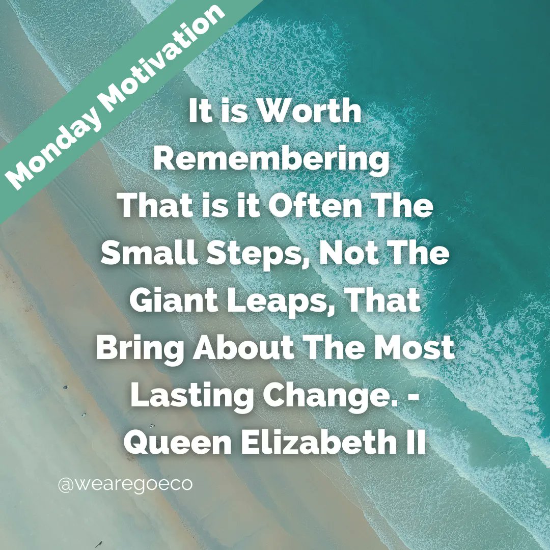 WeAreGoEco's tweet photo. ✨ #mondaymotivation ✨ from our soon-to-be Queen of 70 years to start the Jubilee week! 👑 Often small changes will have big effects 💓
#ecoquotes #ecoconscious #wearegoeco https://t.co/eMImYhHvYo