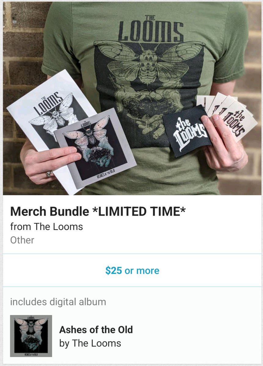 Today is the LAST DAY to nab our discounted merch bundle!

All items will still be available individually (except for the Lyric Zine).

Thank you to everyone who has supported us so much this past week! 🧡

thelooms.bandcamp.com/merch/merch-bu…