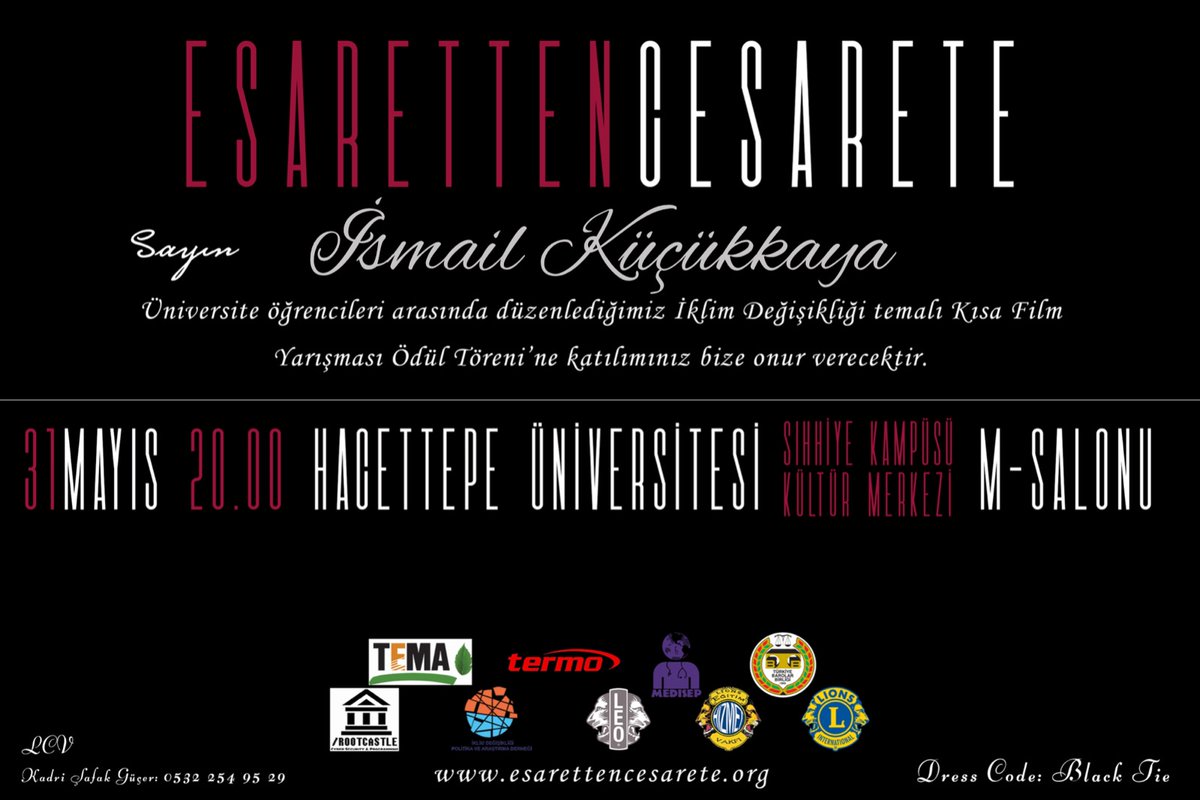 esrttncsrt's tweet photo. @KucukkayaIsmail Sayın İsmail Bey,
Üniversite öğrencileri arasında düzenlenen 5. Esaretten Cesarete Kısa Film Yarışması'nın Gala Gecesi 31 Mayıs salı günü 19.30'da gerçekleşecektir. Bu güzel gecede sizleri de aramızda görmek bizleri çok mutlu eder. Yarın akşam görüşmek üzere 🤍 https://t.co/kSTHRBopHu