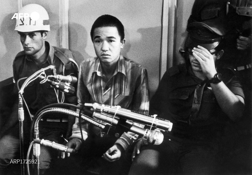 mojoinparis's tweet photo. Kozo Okamoto, the only surviving member of a 3-man Japanese red Army commando that attacked Israel's Lod airport on this day in 1972 
@AFPphoto 
Left: during his trial 50 years ago
Right: Today at a commemoration in Beirut, where he lives as a political refugee https://t.co/IOLv7V6K9m