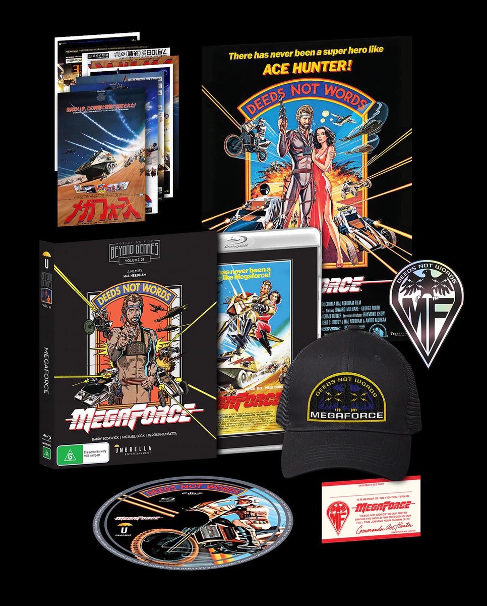 disc_connected's tweet photo. ***ANNOUNCEMENT***

Coming on August 3rd from @UmbrellaEnt as part of their #BeyondGenres line: #Megaforce (1982)!

This cult classic Collector's Edition comes storming into the Beyond Genres collection with A3 reversible poster, embroidered cap, 8x poster https://t.co/pQyzXlM1p1