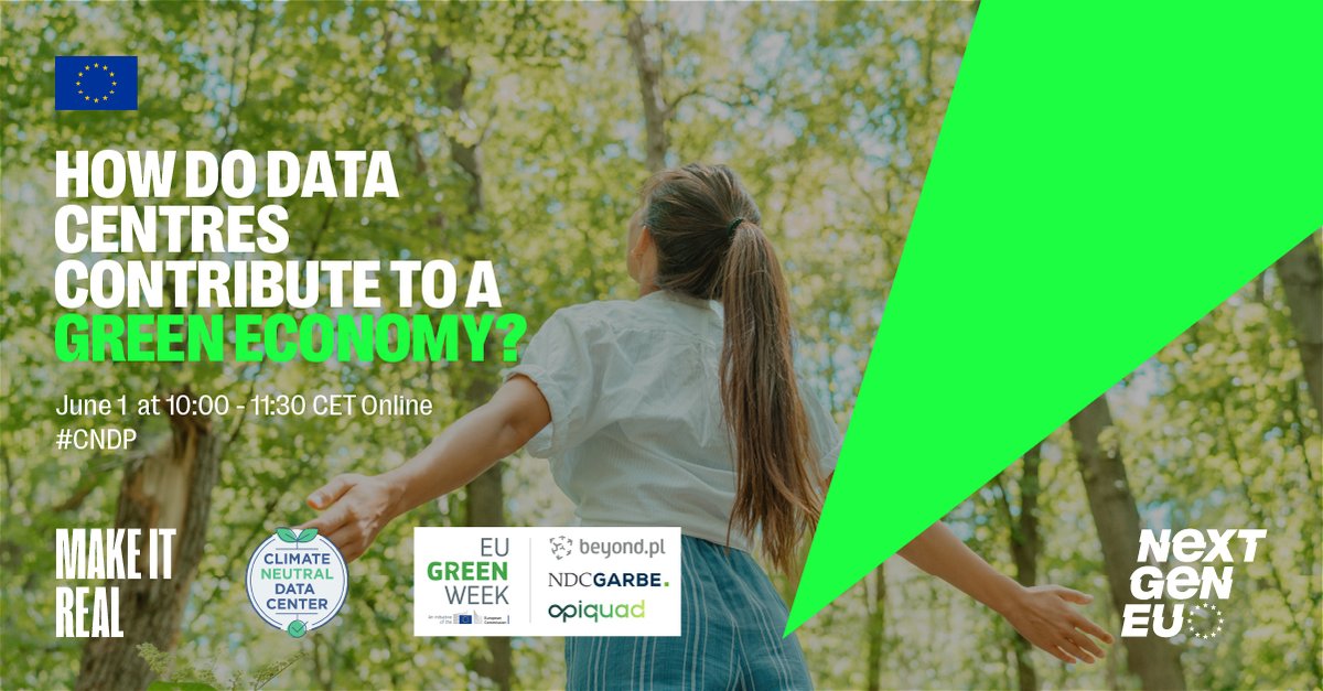 Digitalization drives #sustainability in our daily lives. But we must ensure the foundations of that #digital world – #datacenters – are climate neutral. Join us for an official #EUGreenWeek partner event by the #CNDCP on June 1 at 10:00 CET: bit.ly/3wZCIjp