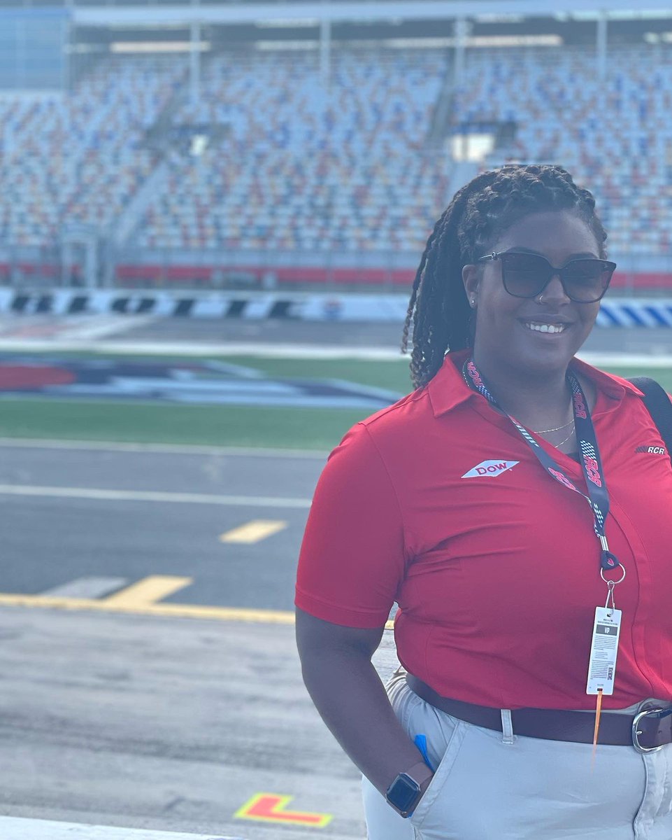 DR_Berry_'s tweet photo. First work trip in the books ✅ 
Never thought chemistry would bring me to NASCAR, but my job is full of surprises 🙇🏾‍♀️
•
•
•
#DowProud #DOWxRCR #NASCAR #CocaCola600 https://t.co/gql7nlcBLg