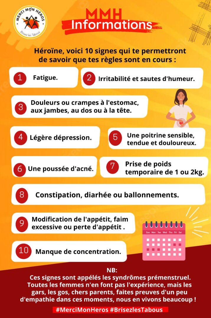 Héroïne, voici 10 signes qui te permettront de savoir que tes règles sont en cours.
Toutes les femmes n'en font pas l'expérience, mais les gars, les gos, faites preuves d'un peu d’empathie durant ces moments. #MerciMonHeros #BrisezLesTabous