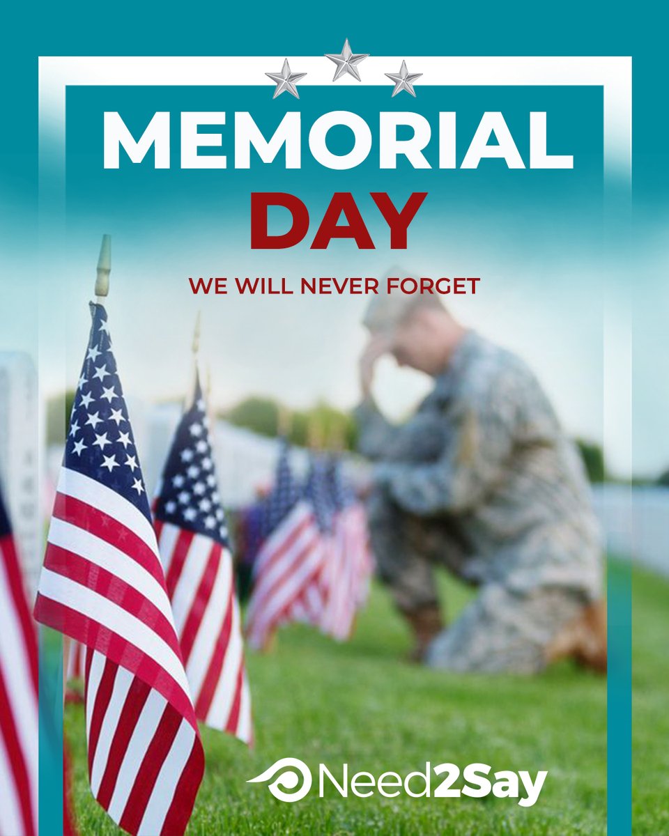 Need2Saycom's tweet photo. Remember and Honor ๐บ๐ธ
#MemorialDay #Need2say
#NeverForget https://t.co/Z2aE7StOOP