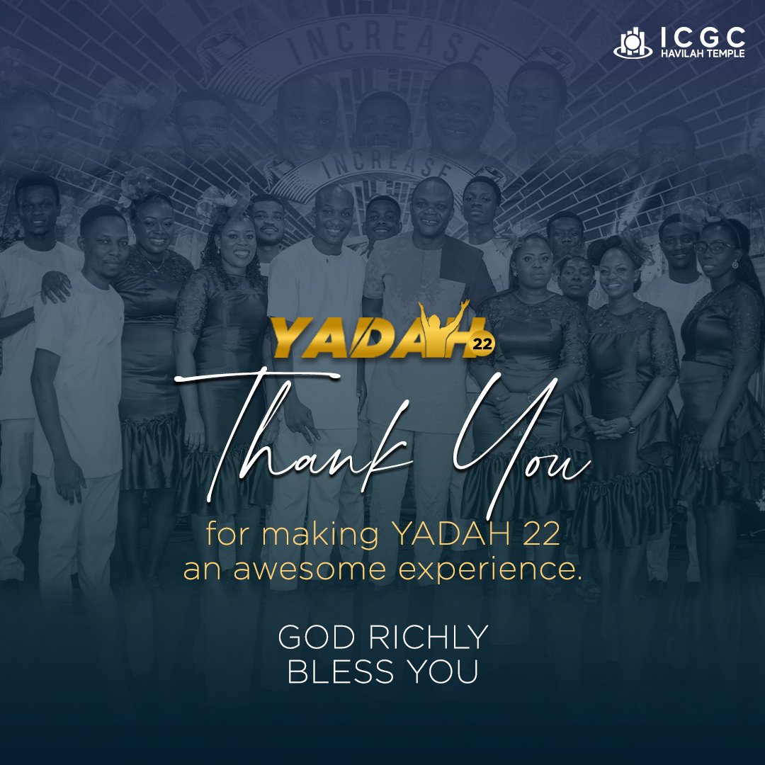 YADAH 222 WAS A GREAT SUCCESS BECAUSE OF YOU. GOD BLESS YOU FOR YOUR PARTICPATION, PRAYERS AND SUPPORT. 

#Yadah22
#HolyGhostVoices
#HavilahTemple
#YearOfIncrease 
#WeAreICGC