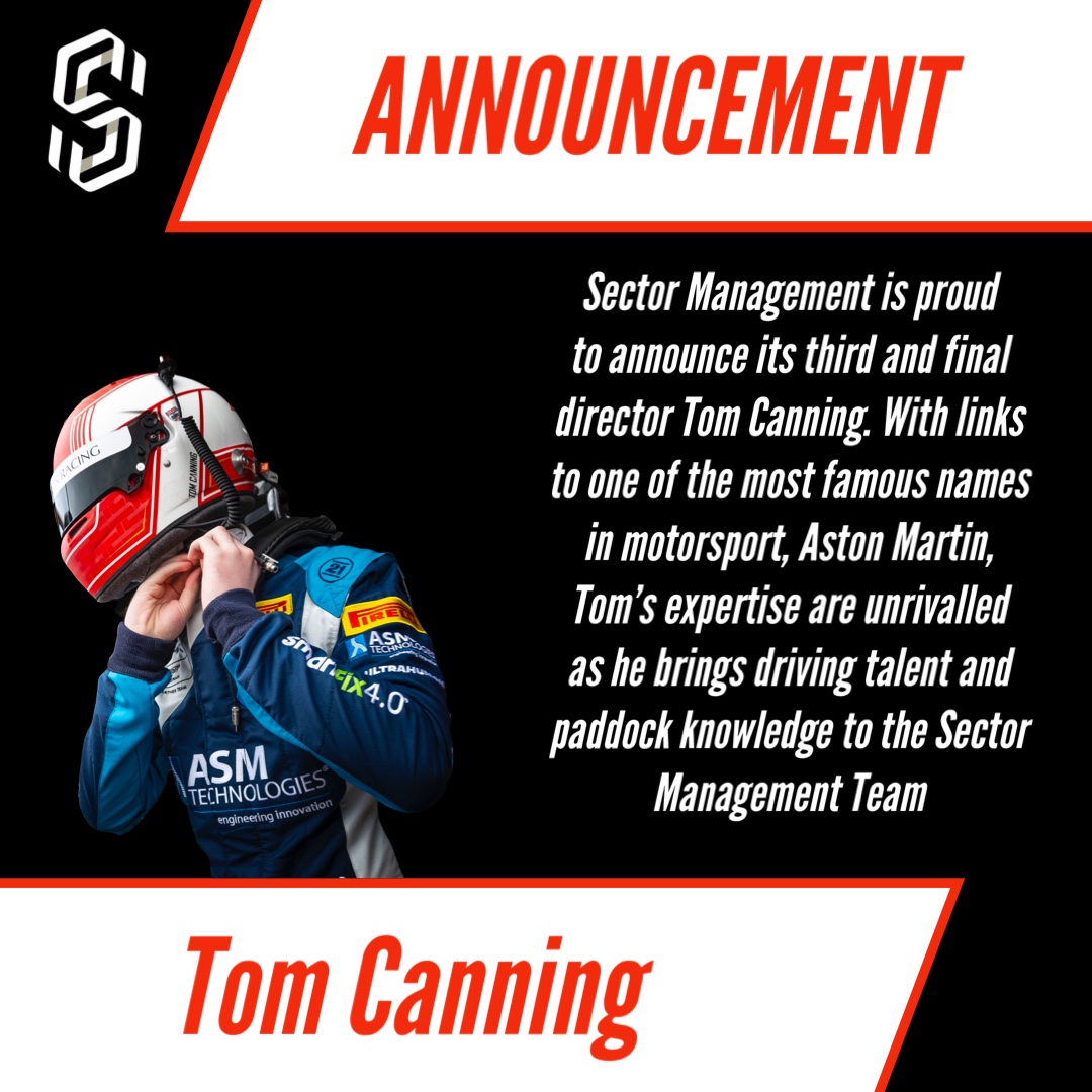 SectorManage's tweet image. Sector Management is proud to announce its third and final director Tom Canning. With links to one of the most famous names in motorsport, Aston Martin, Tom’s expertise are unrivalled as he brings driving talent and paddock knowledge to the Sector Management Team