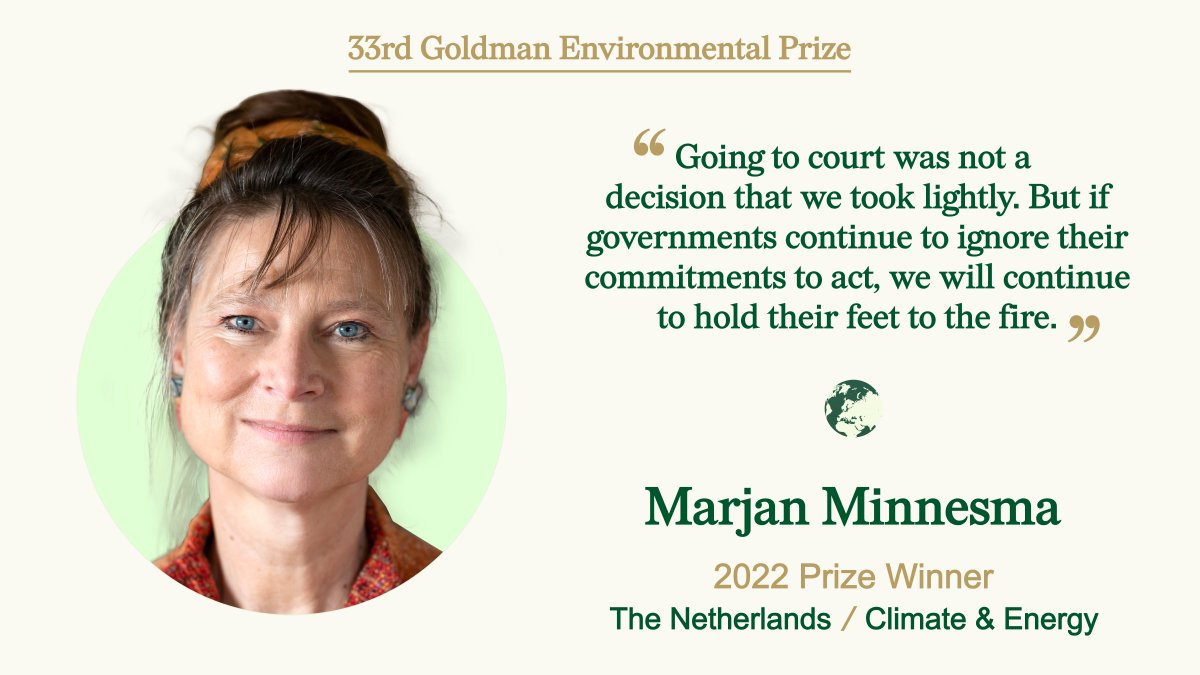 Meet <a href="/marjanminnesma/">Marjan Minnesma </a>, 2022 #GoldmanPrize winner from the Netherlands and executive director of <a href="/urgenda/">@urgenda.bsky.social</a>. 

Learn her story. 👉 bit.ly/3GqkGLg
