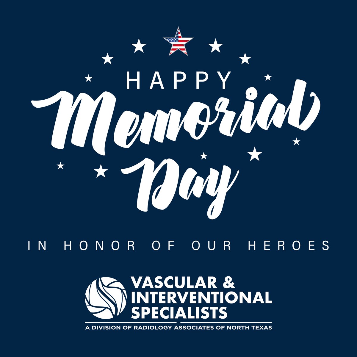 Happy Memorial Day from the Vascular &amp; Interventional Specialists! We are so thankful for those who have given their lives so that we can experience freedom. Let's remember and honor these heroes today 🇺🇸🇺🇸🇺🇸

#memorialday