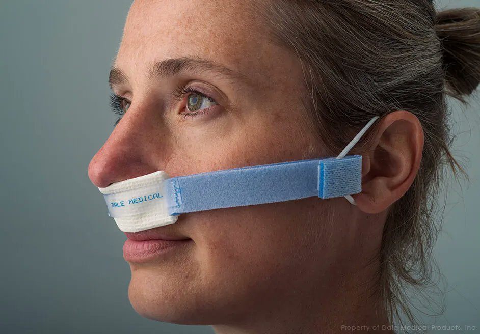DaleMedical's tweet photo. The Dale Nasal Dressing Holder replaces adhesive tape to hold nasal dressings in place. Easy to remove and replace, it makes dressing changes simple and painless.  #DaleMedical #AlwaysBetter #NasalDressing #Holder #medicaldevice #medicalproducts
https://t.co/OKSHLwIHgp https://t.co/cw9JRJW8jr