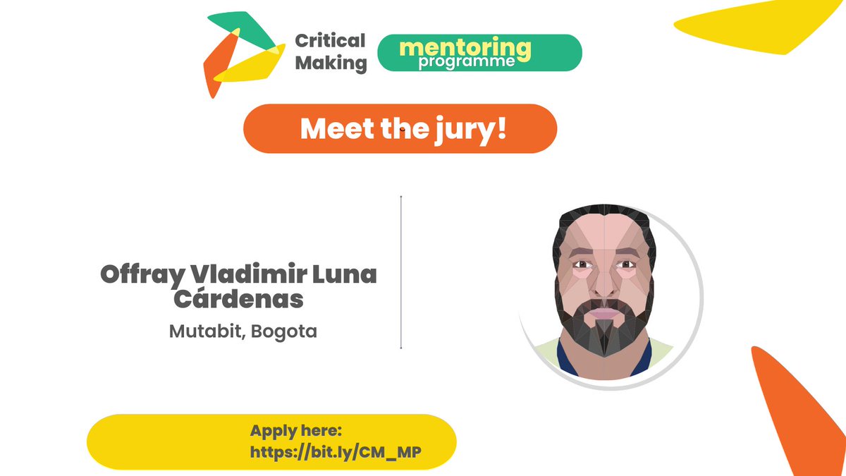 weareGIG's tweet photo. Second on #meetthejury from Bogota, we have @offrayLC of @mutabit.
A founding member of #Hackbo Makerspace and creator of @Grafoscopio, he's is an apprentice, hacktivist, researcher, teacher & consultant
Read more about him and apply here https://t.co/5kbVvbHEIf. https://t.co/E5z0FEk9XM