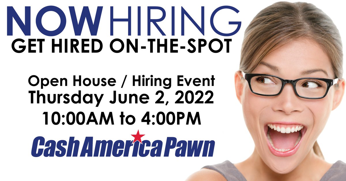 FirstCashInc's tweet photo. Now Hiring - We are hosting an in-person Job Fair for ALL our Austin Texas location on June 2, 2022. Apply TODAY using indeed by clicking on this link: https://t.co/YiZV9tFZya https://t.co/NeOzVaWOGS