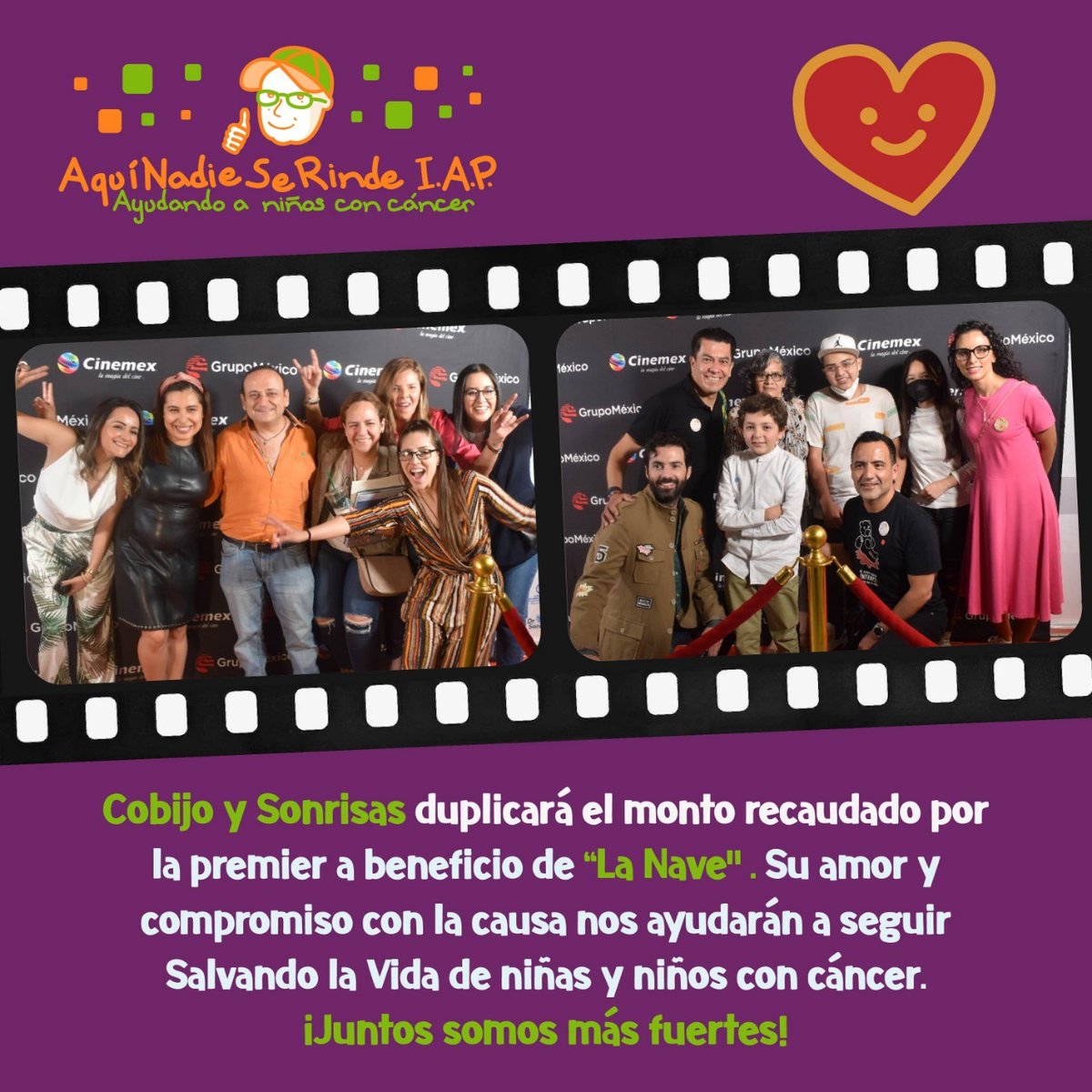 ANSeRiap's tweet photo. Todos en @anseriap agradecemos a @YCobijo por sumarse a la causa doblando el donativo recaudado en la #AlfombraRoja de la película #LaNave. Filme inspirado en la experiencia de nuestro vocero @MIKETIKTAK
¡Gracias por #SalvarLaVida de niñas y niños con cáncer! https://t.co/iDKosPdWUT