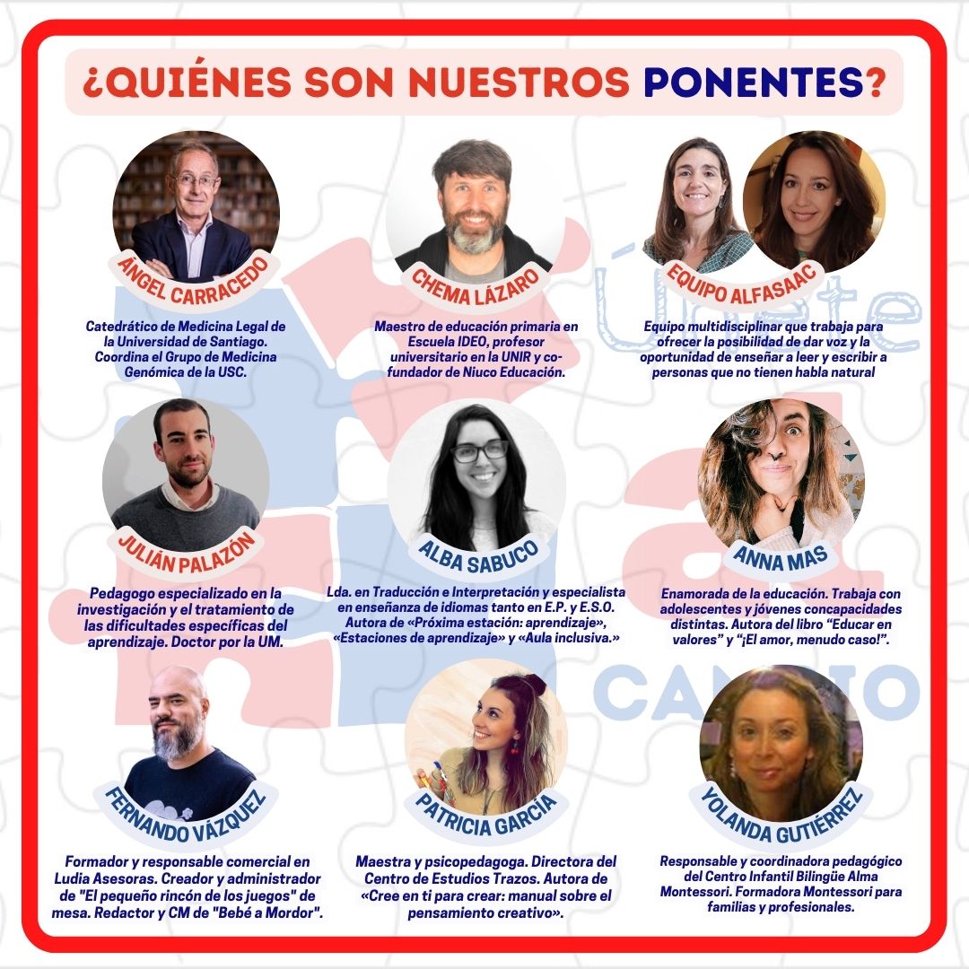 Femal_al's tweet photo. ➖Ponentes teóricos:
👤Chema Lázaro @lepetitpan
👤Ángel Carracedo
👤Julián Palazón @Julian8290
👥Ruth Candela y Ana Medina (@AlfaSaac)
➖Ponentes talleres:
👤Chema Lázaro
👤Alba Sabuco
👤Yolanda Gutiérrez
👤Patricia García
👤Fernando Vázquez @LudiaAsesoras
👤Anna Mas @Creaduca https://t.co/7rSZBzkOAn