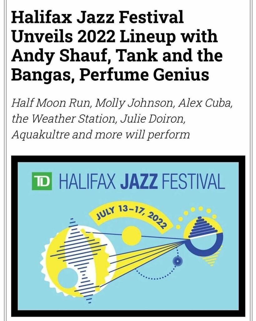 HalifaxEvents2's tweet photo. From @hfxjazzfest Read up on HJF 2022 and our lineup of talented artists over at @exclaimdotca!

For ticket and program information, visit our website [link in bio].

#hjf2022 #halifaxjazzfestival #halifax #novascotia #discoverhalifax #developns #halifax… https://t.co/sojWnMA14B https://t.co/NX7wm5ChbY