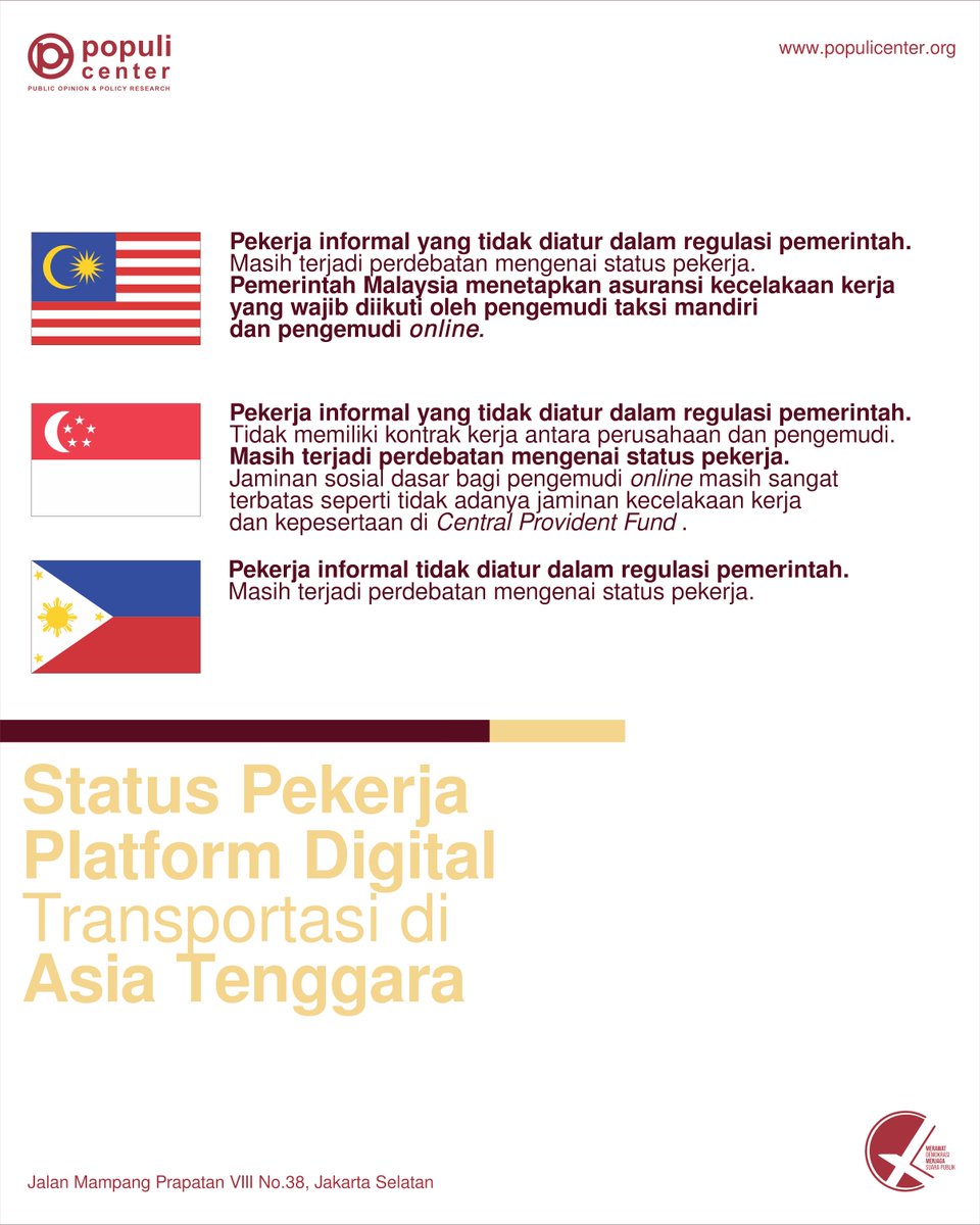 Populi_Center's tweet photo. Padahal, beberapa negara sudah mulai 'mengakui' status pekerja transportasi berbasis digital berikut hak dan jaminan keselamatan kerjanya. Yaa walaupun ada juga sih negara yang masih terus berdebat soal status pekerja di sektor ini🙄 https://t.co/3DpxAukNp3