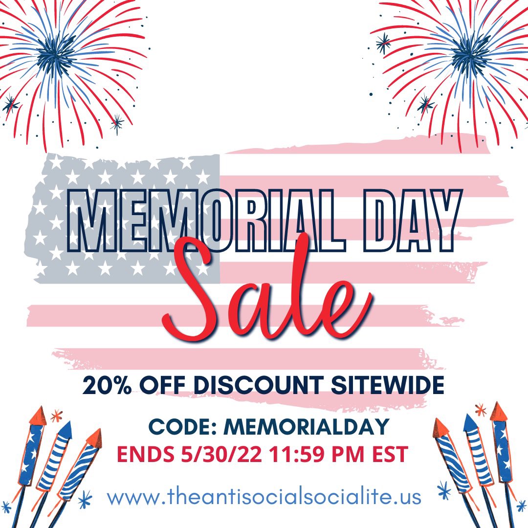 antisocial2019's tweet photo. Happy Memorial Day !
Last Day to Take Advantage of this Sale. 
https://t.co/eXMmjzCmil https://t.co/wYPCCd4M1I