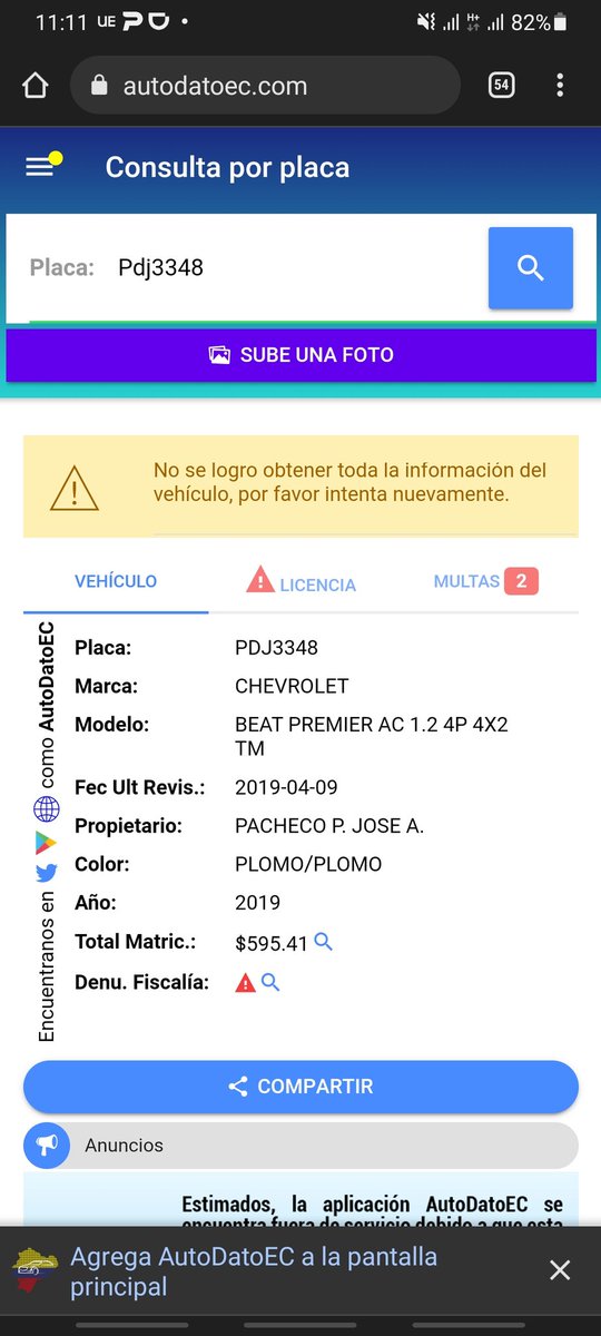 ecuadorvisas593's tweet photo. @luisantonio_r @AccionAnimalEC @teleamazonasec Jose A. Pacheco P. Tiene 2 multas y además no ha matriculado el auto desde que fue comprado.... https://t.co/faQBe1fSfe